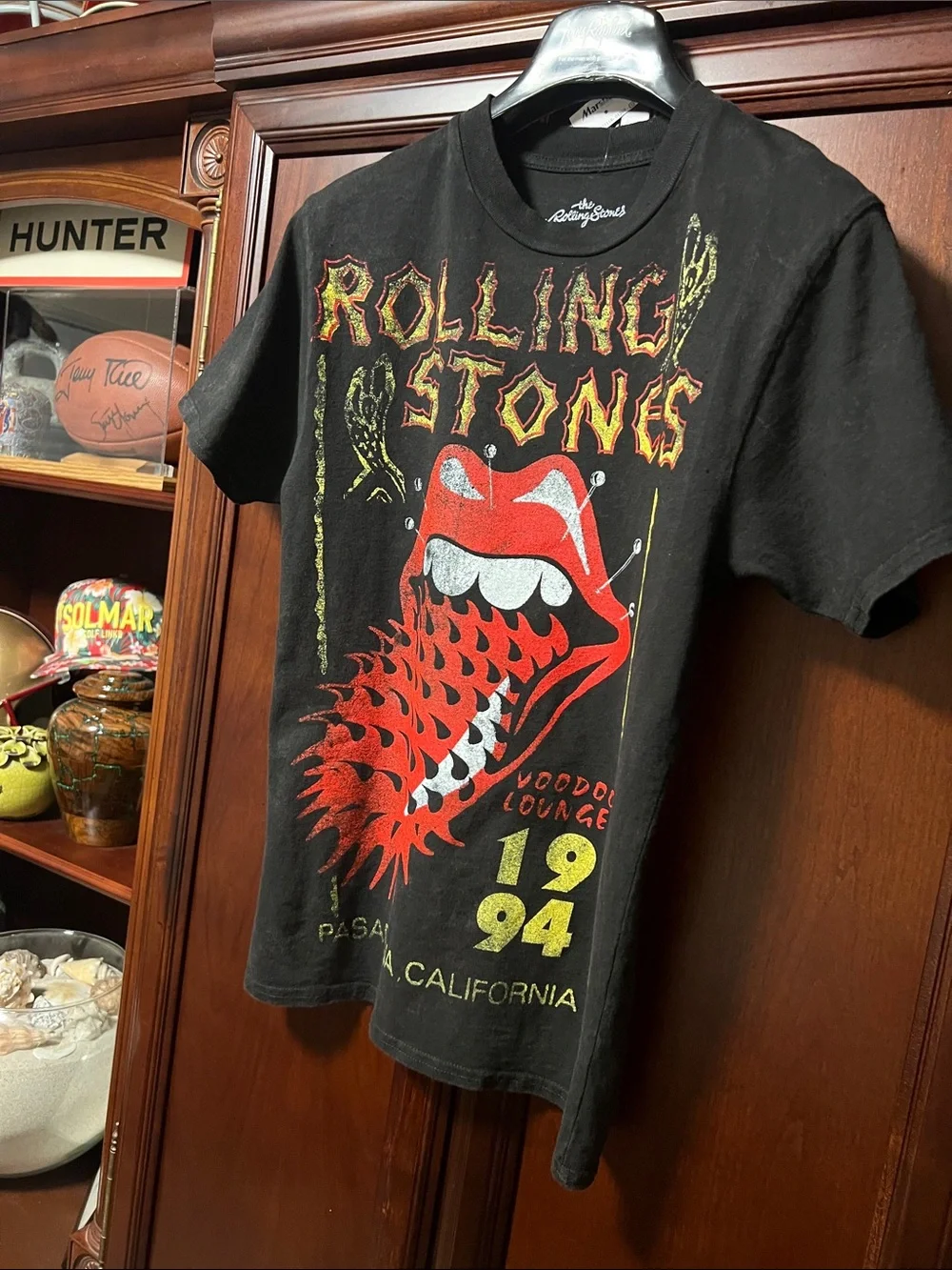 Brand New Rolling Stones Black T-Shirt with Red spiked Tongue & Yellow Graphics!